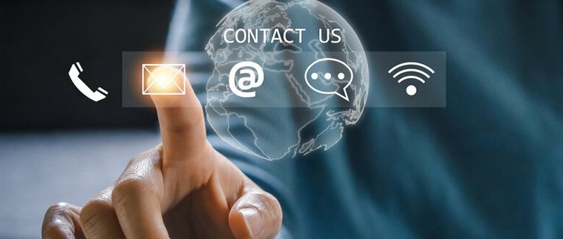 Contact us illustration with phone, email and chat icons