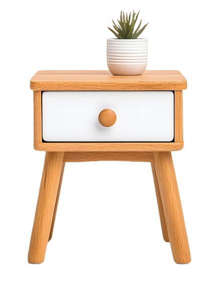 Custom wood side table by Selvam Interior Studio